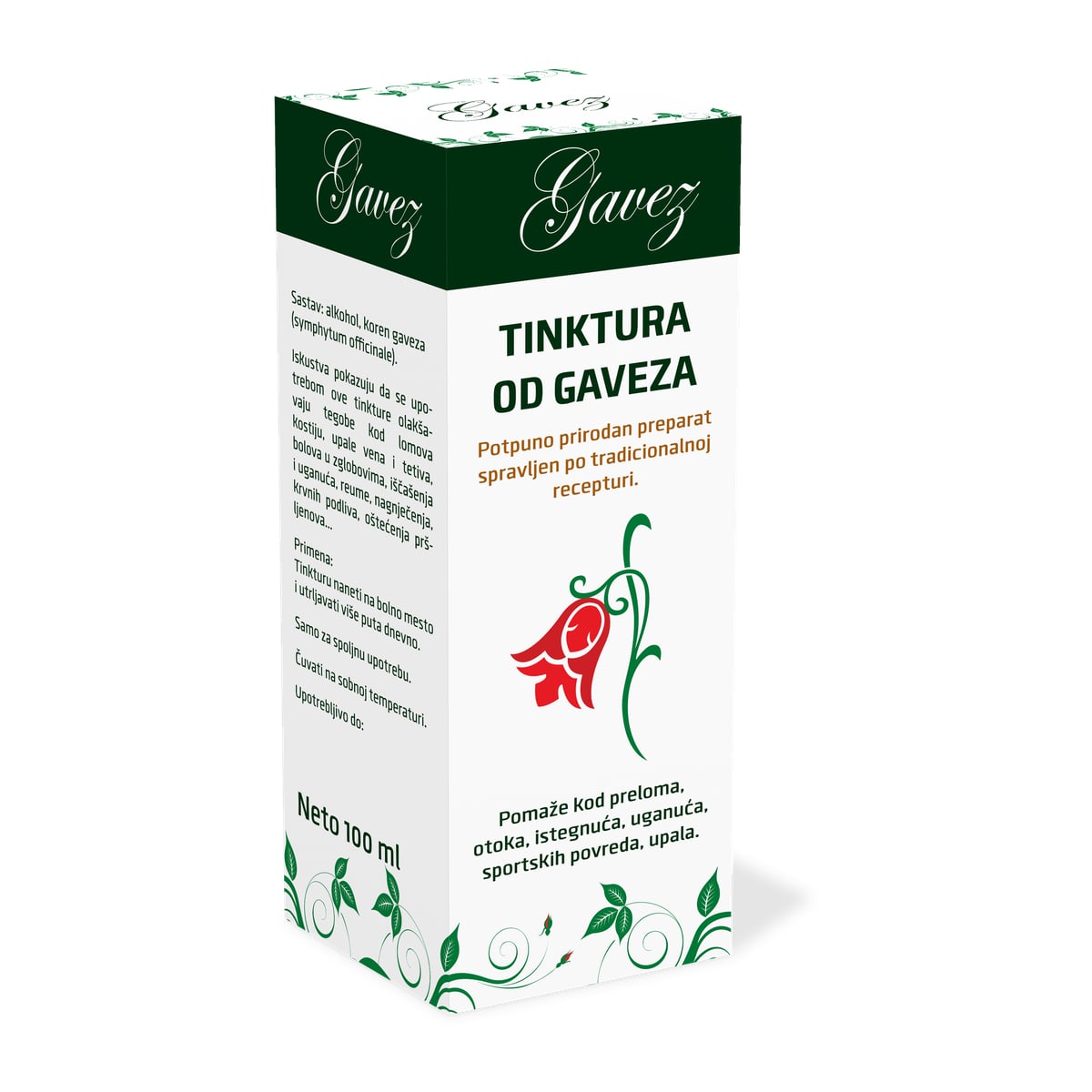 Tinktura od gaveza, 100 ml — kutija preparata Gavez Sombor
